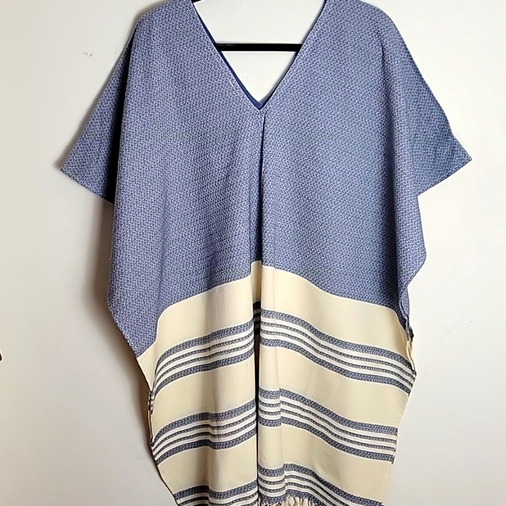 NWOT Tribe Alive striped fringe poncho
